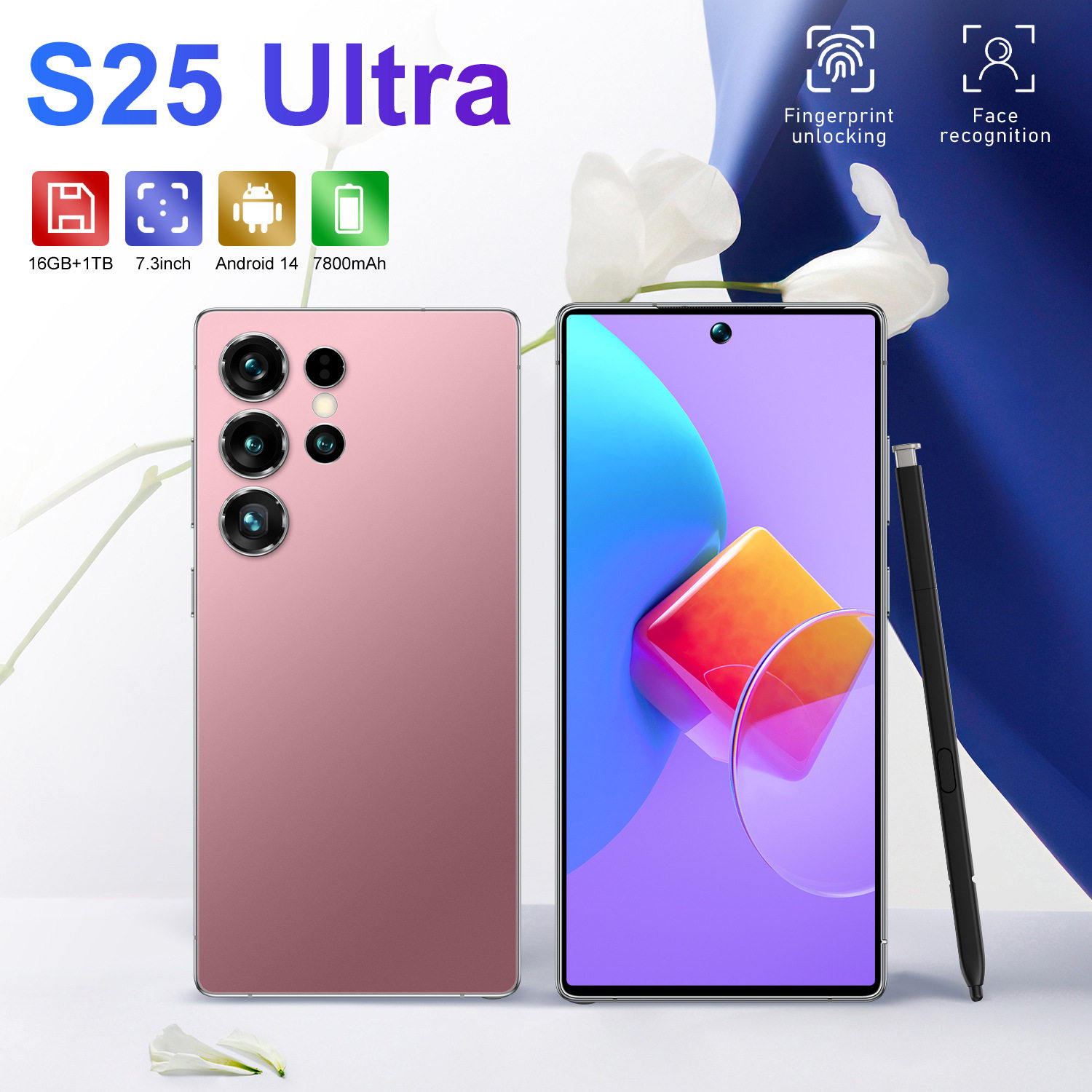 新款跨境S25 Ultra大屏智能手机全球版真4G安卓14外贸OTG工厂手机