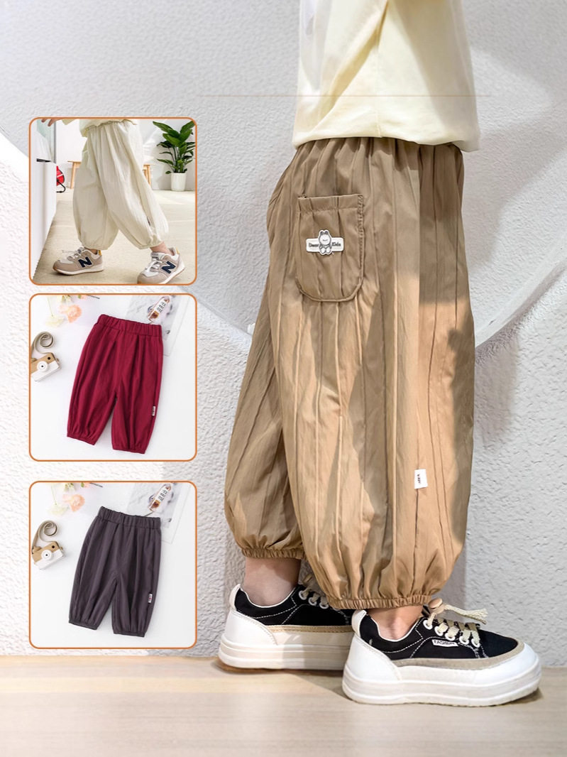 New Children's Spring & Autumn Korean Style Wide-Leg Cropped Pants, Breathable Thin Lantern Pants for Boys & Girls