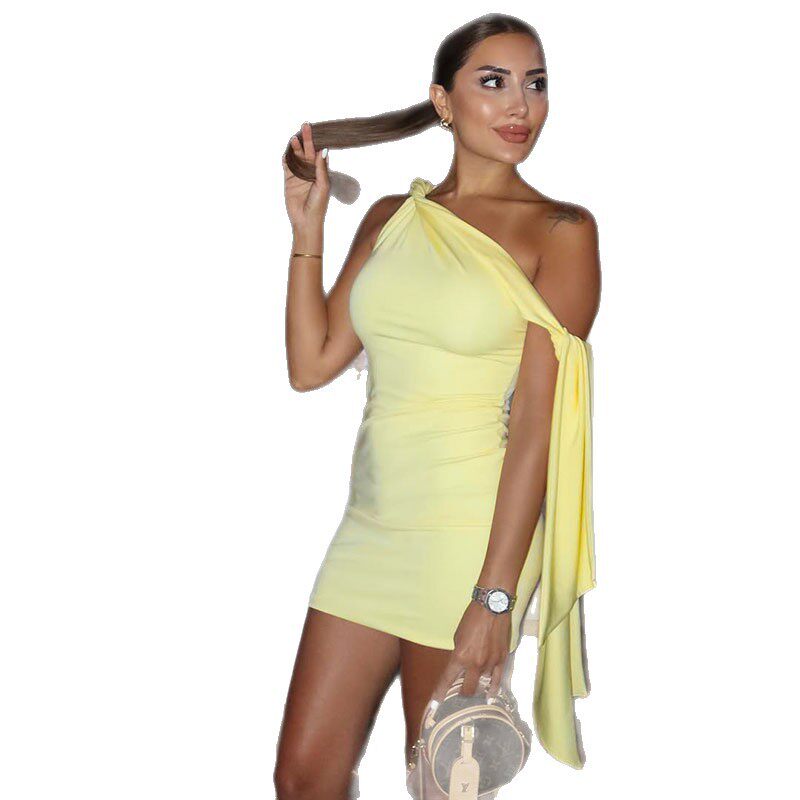 Fashionable Solid Color Ruched Bodycon Dress Off Shoulder Tie Detail Casual Style Perfect for Daily Wear OEM
