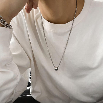 Titanium Steel Non-fading Cylindrical Necklace Men's Hip-hop Trendy Brand ins All-match Niche Simple Cold Style Pendant Accessories