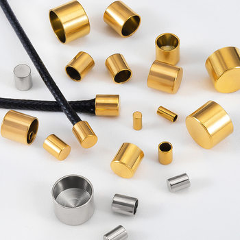 Stainless Steel Hanging Bucket Leather Rope Buckle 18K Gold Bucket Hat Rope Cap Leather Rope Finishing Buckle DIY Necklace Bracelet Connector