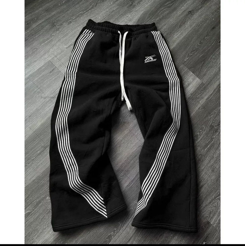Wearing hoodie pants.