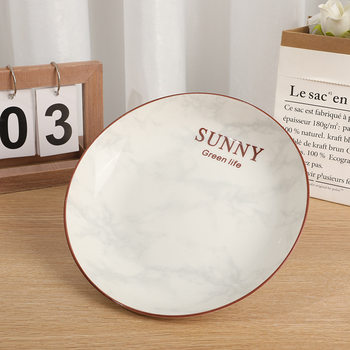Factory Direct supply supermarket supply marble pattern 7-inch 8-inch ceramic plate wholesale kitchen tableware plate wholesale