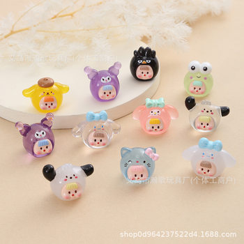 Sanrio multi-sister luminous DIY large sweet girl round accessories desktop car ornaments tide play blind bag