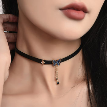 Mori Butterfly Neck Chain Collar Women choker Short Black Tassel Clavicle Chain Light Luxury Niche Neck Necklace for Women