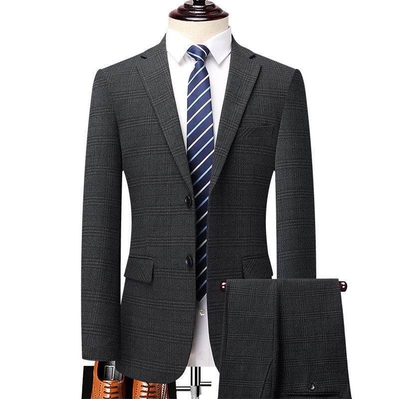Bộ Vest Nam Mô Phỏng Lông Cao Cấp Xẻ Tà Phong Cách Hàn Quốc Màu Xám