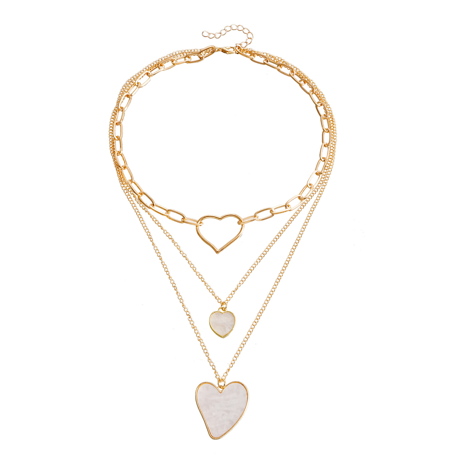 欧美跨境饰品 朋克锁骨链小众设计贝母项链女 潮流合金毛衣链项饰