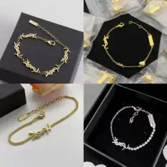 Saint Family Yangshulin Alphabet European and American Classic Letter Bracelet Simple Versatile Fashionable Light Luxury Personality Trendy Temperament Gold
