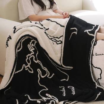 Ins Blanket Half Velvet Blanket Plush Casual Sofa Knitted Office Shawl Autumn and Winter Nap Nap Blanket
