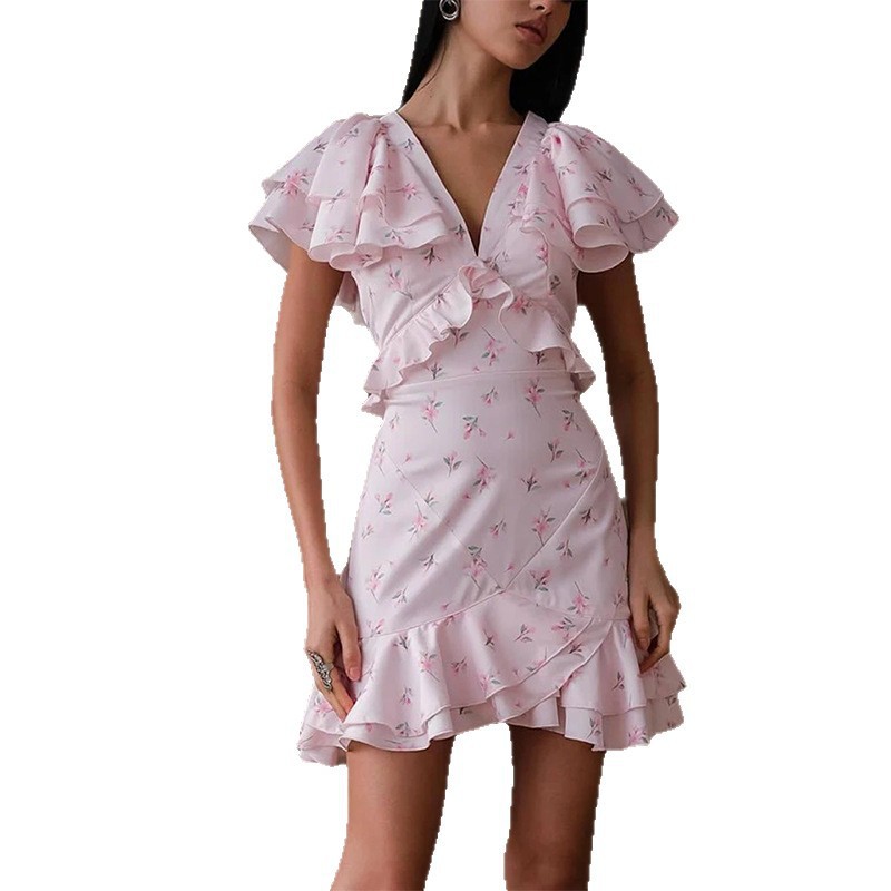 Womens Summer Dress Elegant Casual Style Loose Fit Floral Print Slimming Design Perfect for Outdoor Events