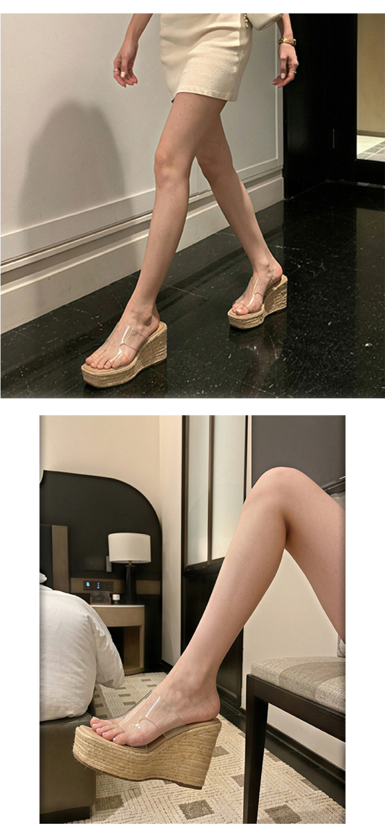 Sandal nữ quai ngang gót xuồng đế dày 9cm mũi vuông — Màu be, Màu trắng