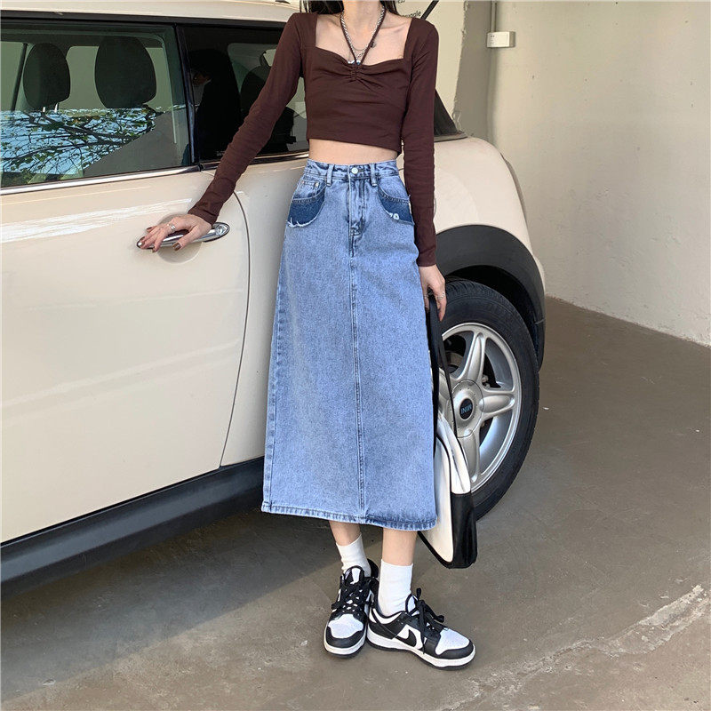 High Waisted Vintage Split Denim Midi Skirt for Women A Line Bodycon Spring Collection Wholesale Available