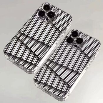 Irregular Black and White Stripes Suitable for Apple 16Promax Phone Case Iphone14 Creative 13 Anti-Fall 12 Soft Case