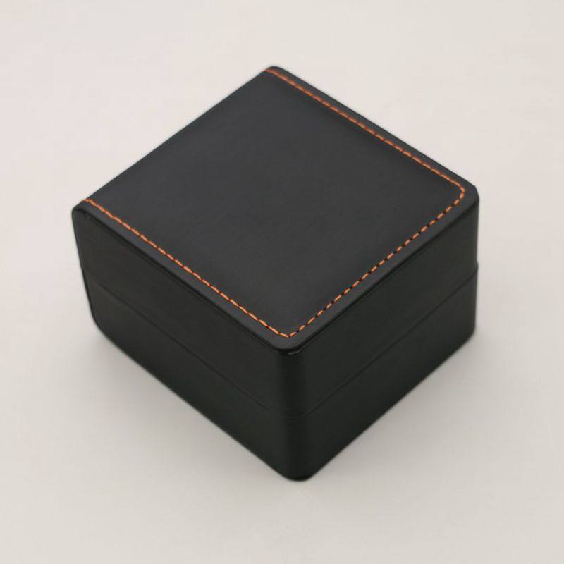 In-Stock Rain Silk Pattern Pu Leather Rounded Corner Watch Box Gift Box Stitched Watch Case Flip Cover Watch Display Storage Packaging Box