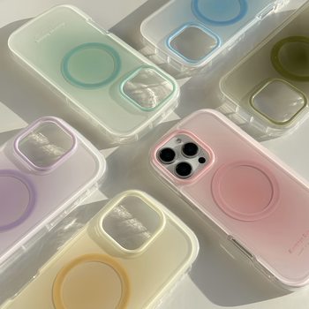 Casual Style Ins Gradient Pure Color Magnetic Suction Suitable for 16Promax Apple 14/15 Mobile Phone Case Iphone16 Female 13