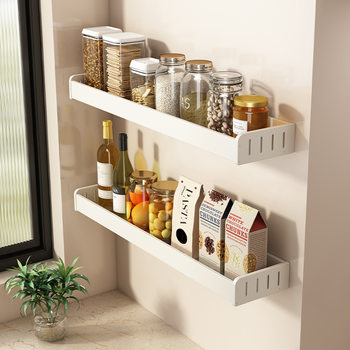 Punch-free White Kitchen Storage Rack Multi-functional Kitchen Wall Storage Rack Removable and Washable Household Wall-mounted Stiffening Rack