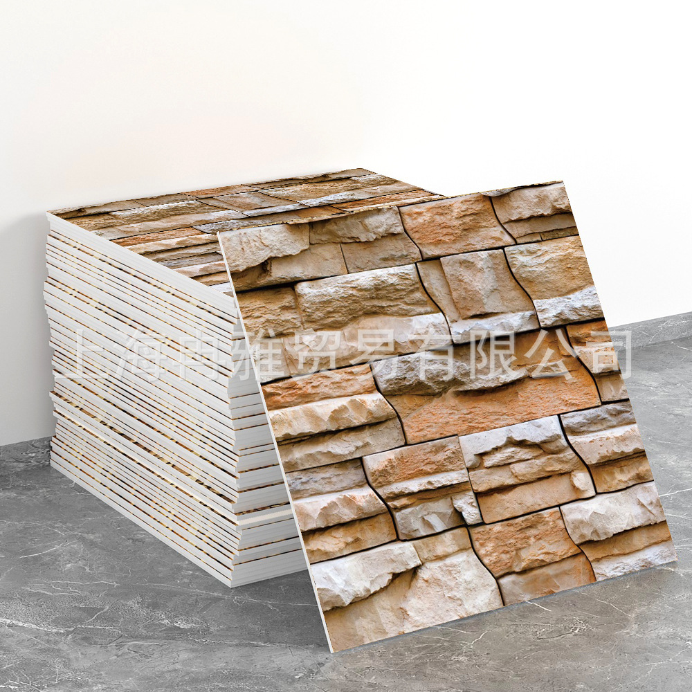 跨境外贸仿大理石鎏金3d墙面翻新装饰贴纸防油防水墙纸自粘瓷砖贴