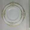 Gold-Stamped White Dinner Plate Set Disposable Dinner Plate Dragon Pattern Black Gold-Edged Embossed Plate Ps Hard Plastic Export Tableware