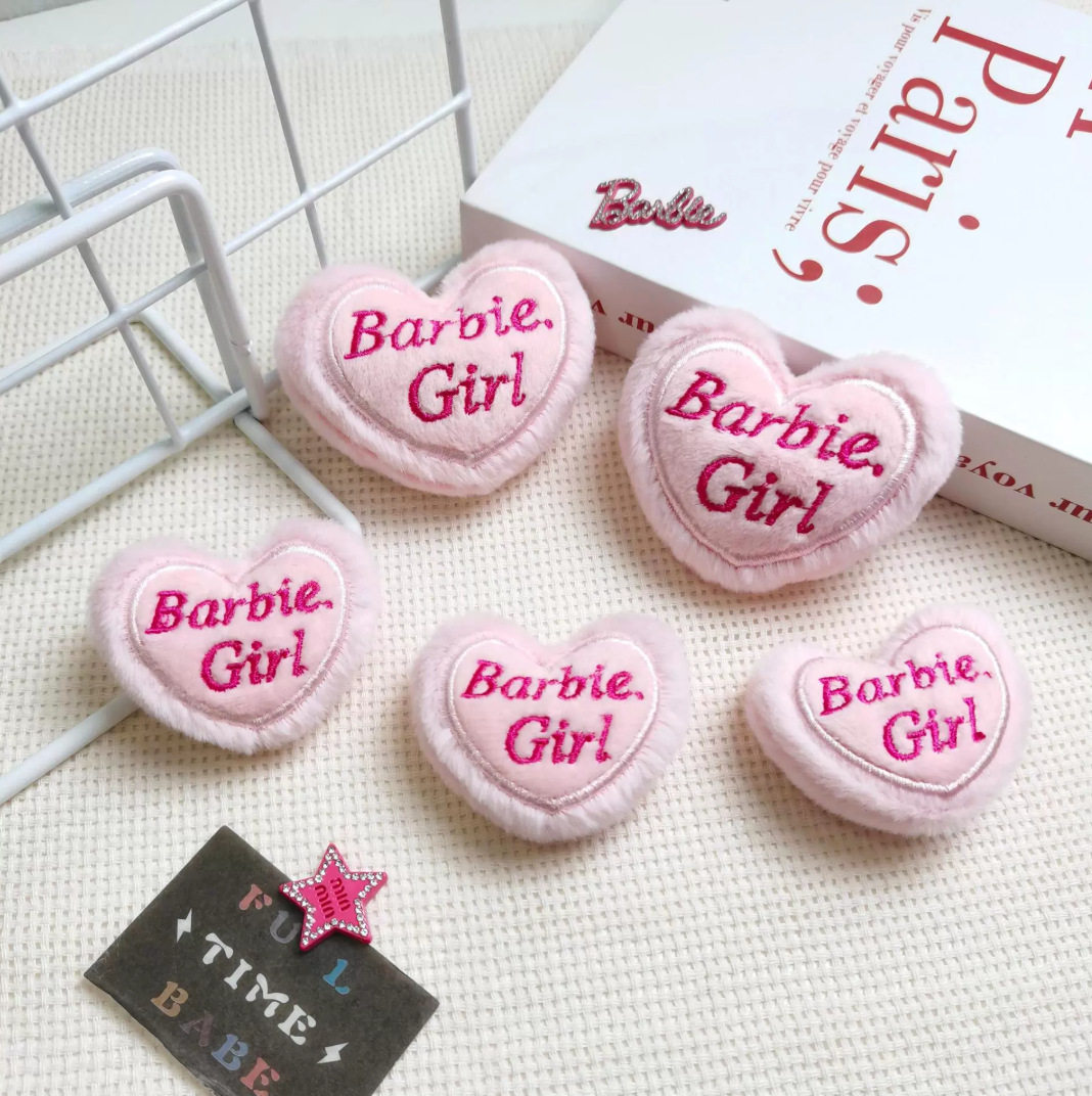 Cartoon Plush Pink Barbie Heart Girl Headwear Gloves Scarf Brooch School Bag Pendant Decorative Accessories Accessories