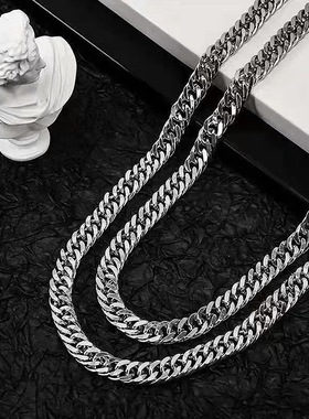 欧美加密钛钢项链士百搭不掉色霸气时尚厂家不锈钢嘻哈饰品
