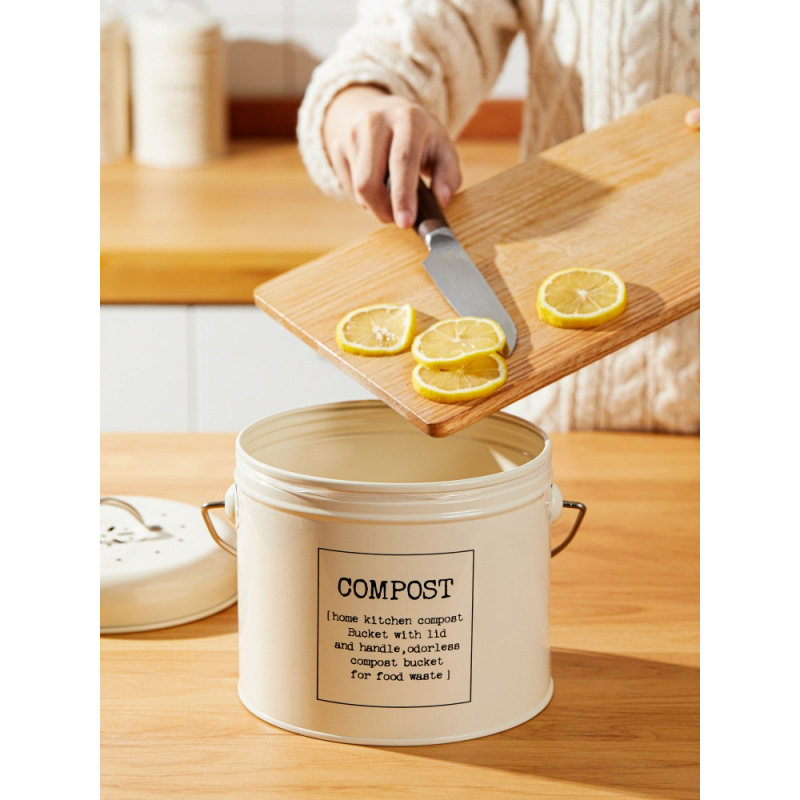 European Retro Style Household Storage Kitchen Tableware Bucket Rice Bucket Flour Bucket Seasoning Jar Rust-Proof Metal Gift