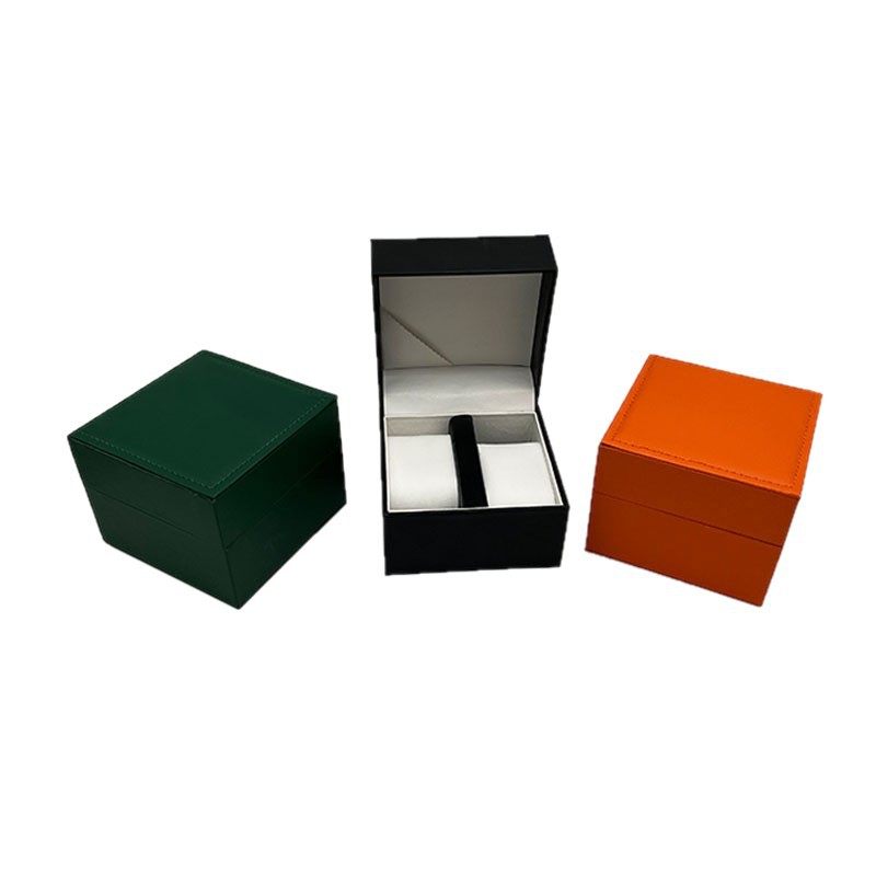 Pu Leather Watch Box Manufacturer Ready-Made Couple Watch Packaging Box Flip Packaging Double Watch Box Full Leather Two-Color Watch Box