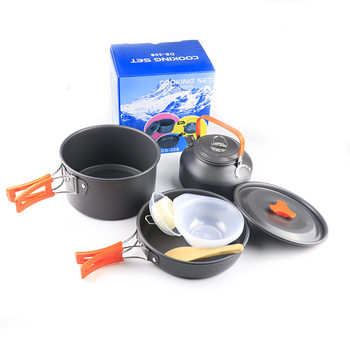 Camping Cookware Set Outdoor Supplies Tableware Set Pot Kettle Amazon Outdoor Camping Pot Outdoor Cooking Complete Set