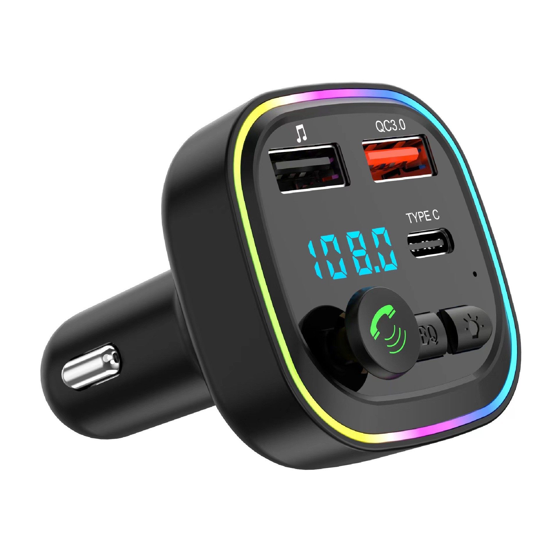 Cross-Border P4 Car Bluetooth Player Fm Launch Digital Display Qc3.0 Car Fast Charging Pd30W Charger Wholesale