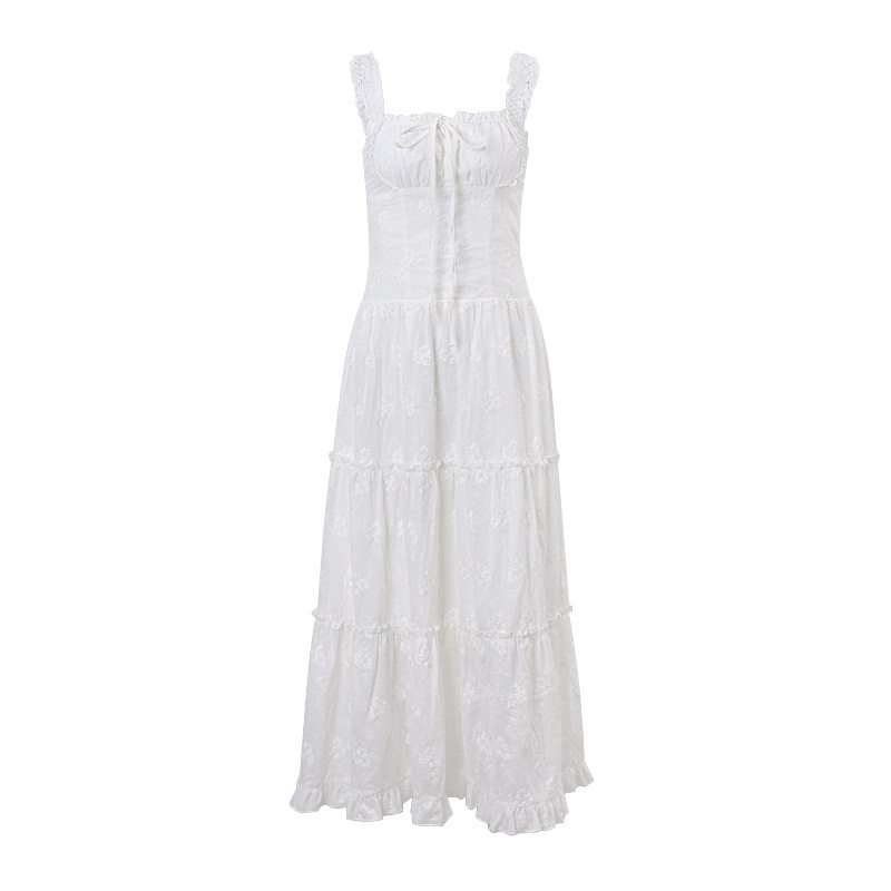 French Sweet Aesthetic Dress Elegant Square Neck Slim Fit Cozy Fabric Winter Vacation Style Wholesale Available