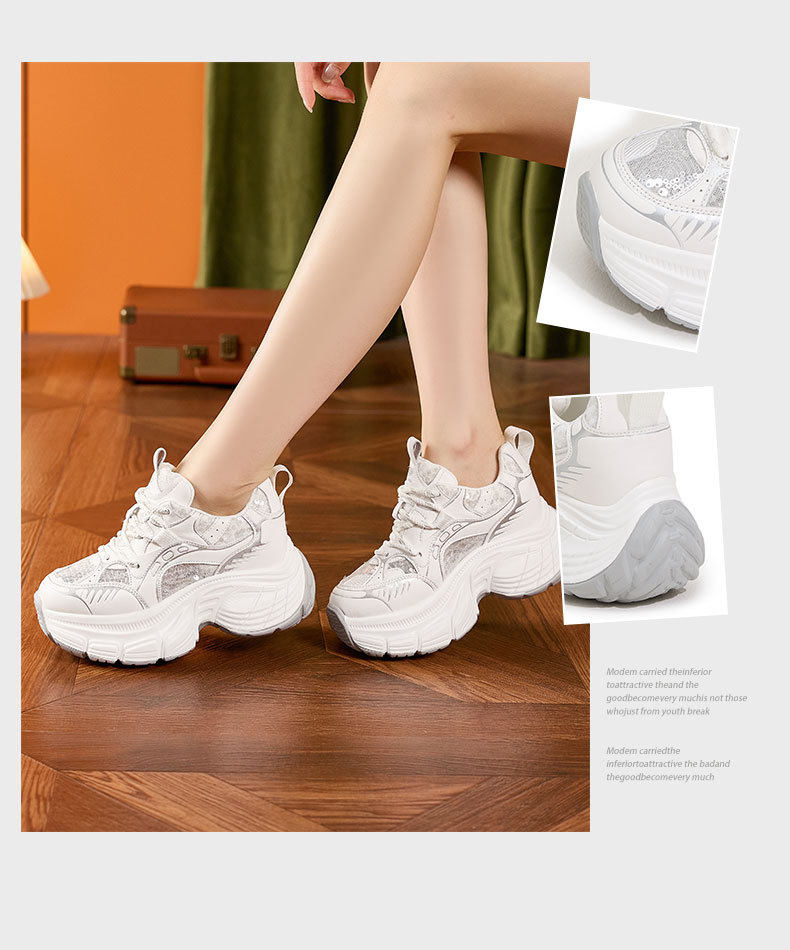 Dép sandal nữ quai chữ V đơn giản, đế wedge cao 8 cm, mũi tròn — Bạc, Trắng chi tiết 3