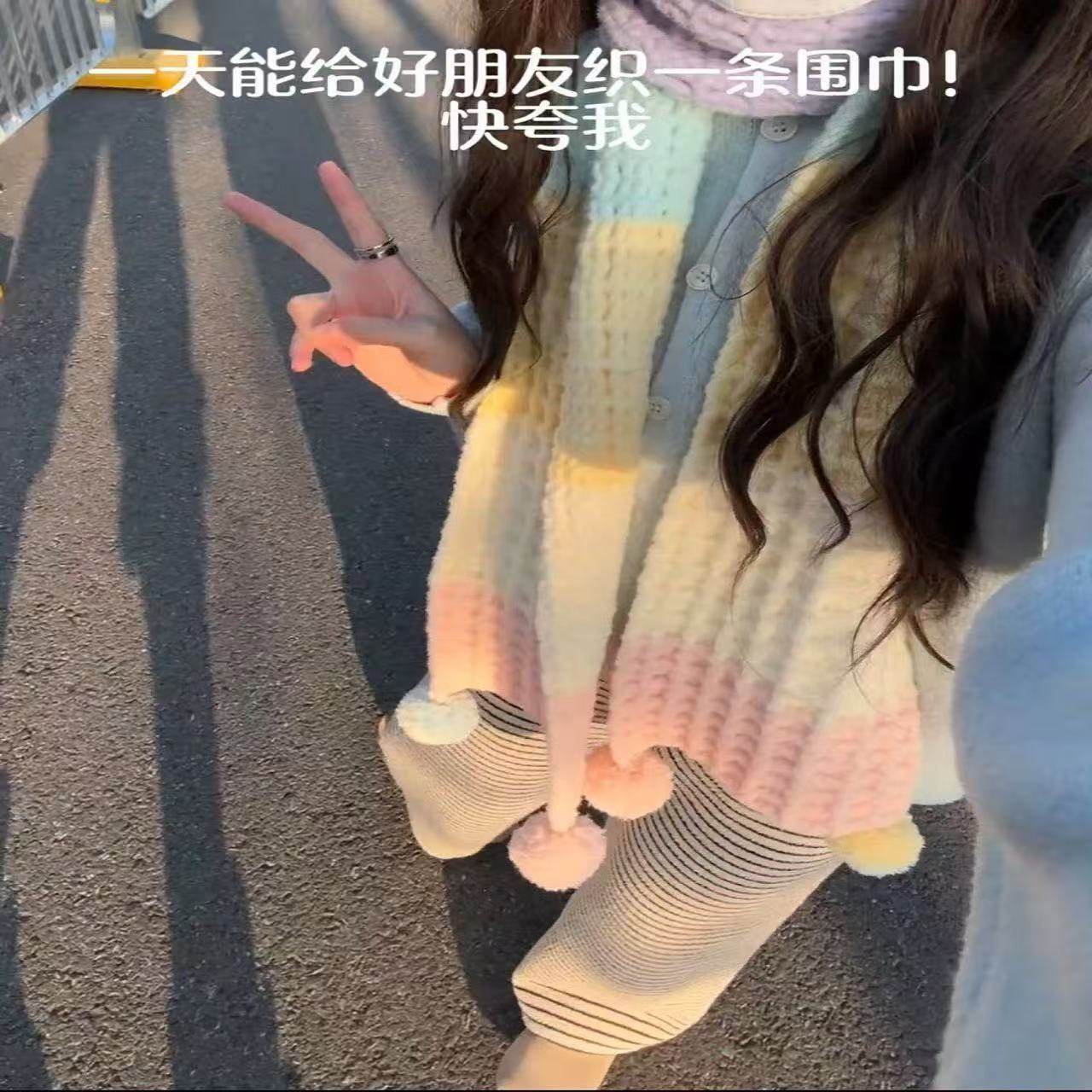 Waffle Scarf Wool Handmade DIY Material Package Knitting Gift for Boyfriend and Girlfriend Warm Neck Scarf Soft and Comfortable Winter