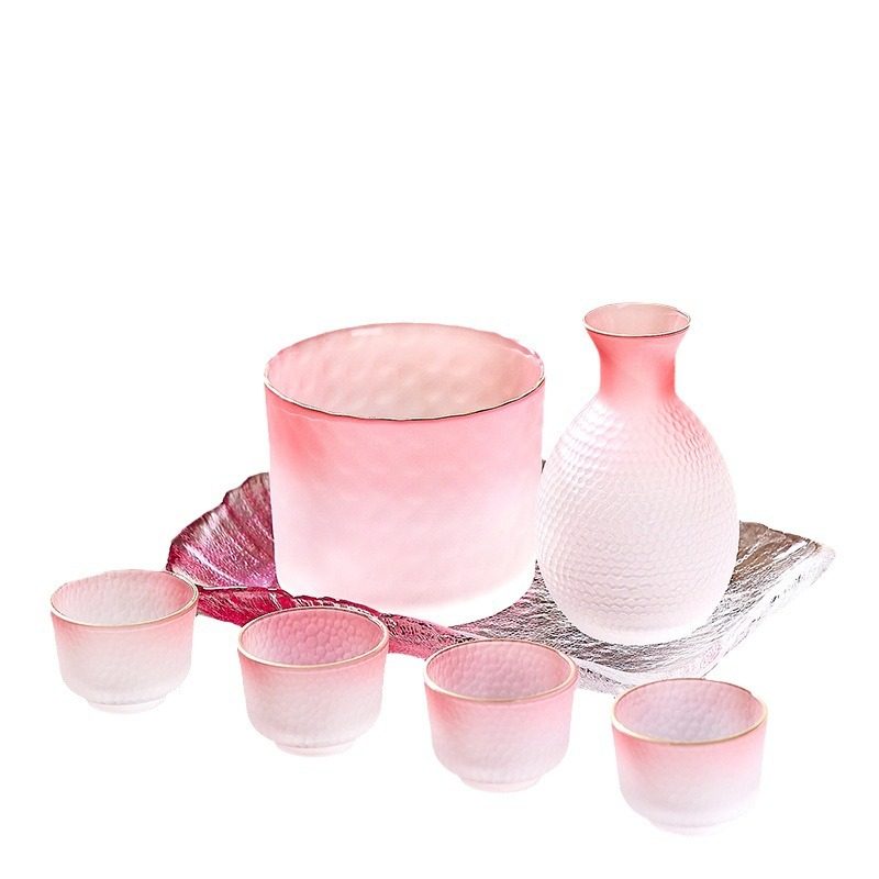 Japanese-style hammered sake wine set suit household glass rice wine warmer ice wine sake hot wine pot small wine cup