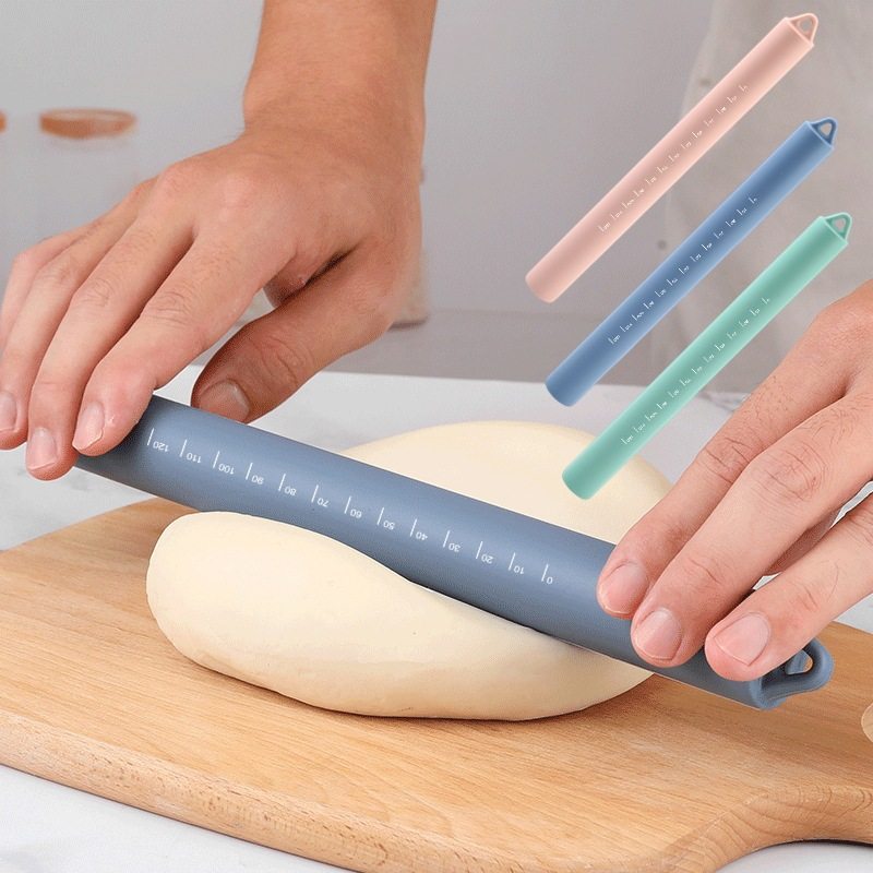 Silicone Rolling Pin, All-Inclusive Stainless Steel Rolling Pin, Baking Flour Stick, Special Tool for Dumpling Skin, Kneading Stick