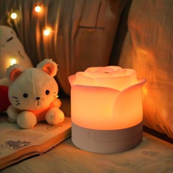 Creative Design Rose-Shaped Colorful Atmosphere Rechargeable Living Room Bedroom Reading and Learning Convenient Night Light Atmosphere Lamp