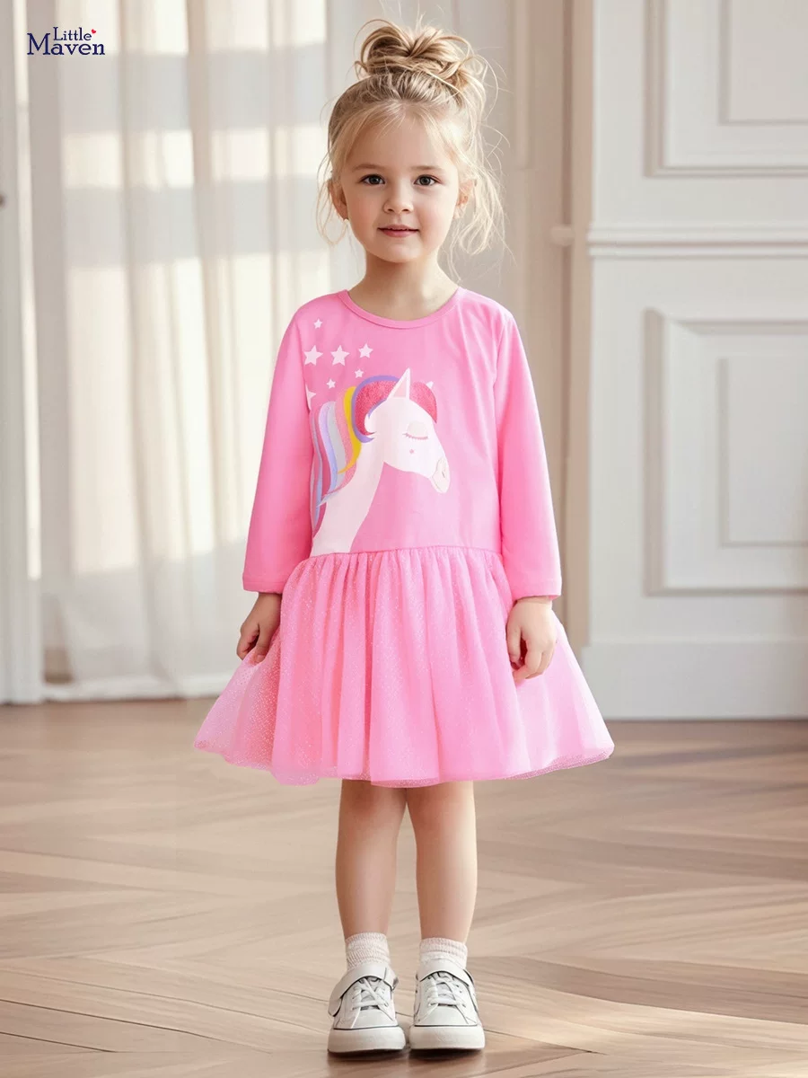 New Kids' Dress, Autumn Tulle Dress, Cartoon Girls' Skirt Wholesale