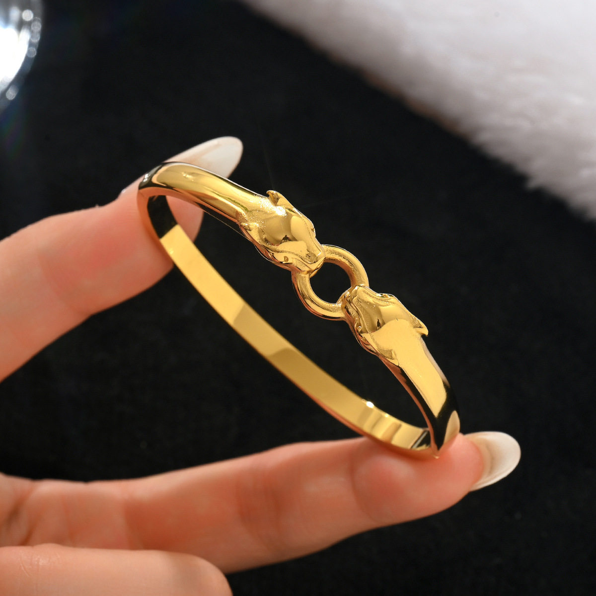 欧美热卖时尚不锈钢金色手镯不易褪色18K不锈钢首饰gold bangles