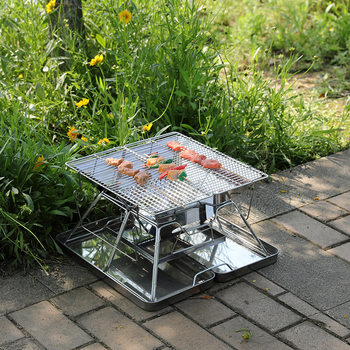Outdoor Folding BBQ Grill Amazon Hot Selling Stainless Steel Portable Firewood Stove Camping Barbecue Grill Burning Table