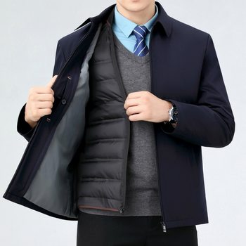 Winter Middle-aged and Elderly Thickened Down Jacket Men's Removable Duck Down Liner Jacket Dad Business Cold-resistant Winter Jacket