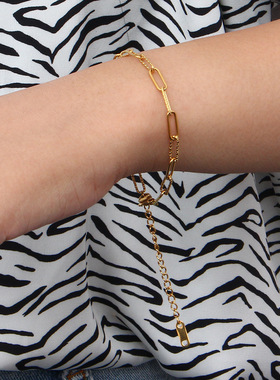 欧美饰品潮气质纹路锁骨链 百搭饰品麻花纹回形针细手链项链