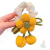 Children's Knitted Large Flower Hair Rope for Girls with Ball Head, High Appearance and High Elastic Ponytail Hair Rope