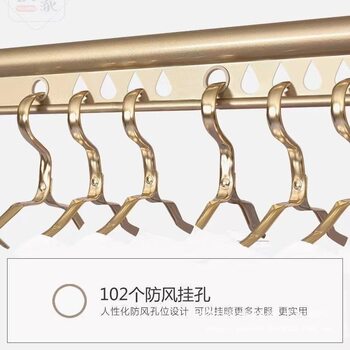 Adjustable Clothes Drying Rack for Balcony, Manual Double-Rod Clothes Drying Rod, Indoor Household Automatic Folding Quilt Drying Rack, Manual Clothes Hanger