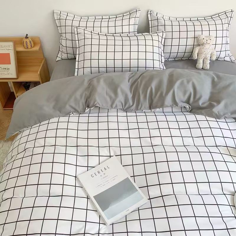 Washed Cotton Bed Bed Sheetss Four-Piece Quilt Cover Single-Piece Student Dormitory Single and Double Bedding Set Three-Piece Set for All Seasons