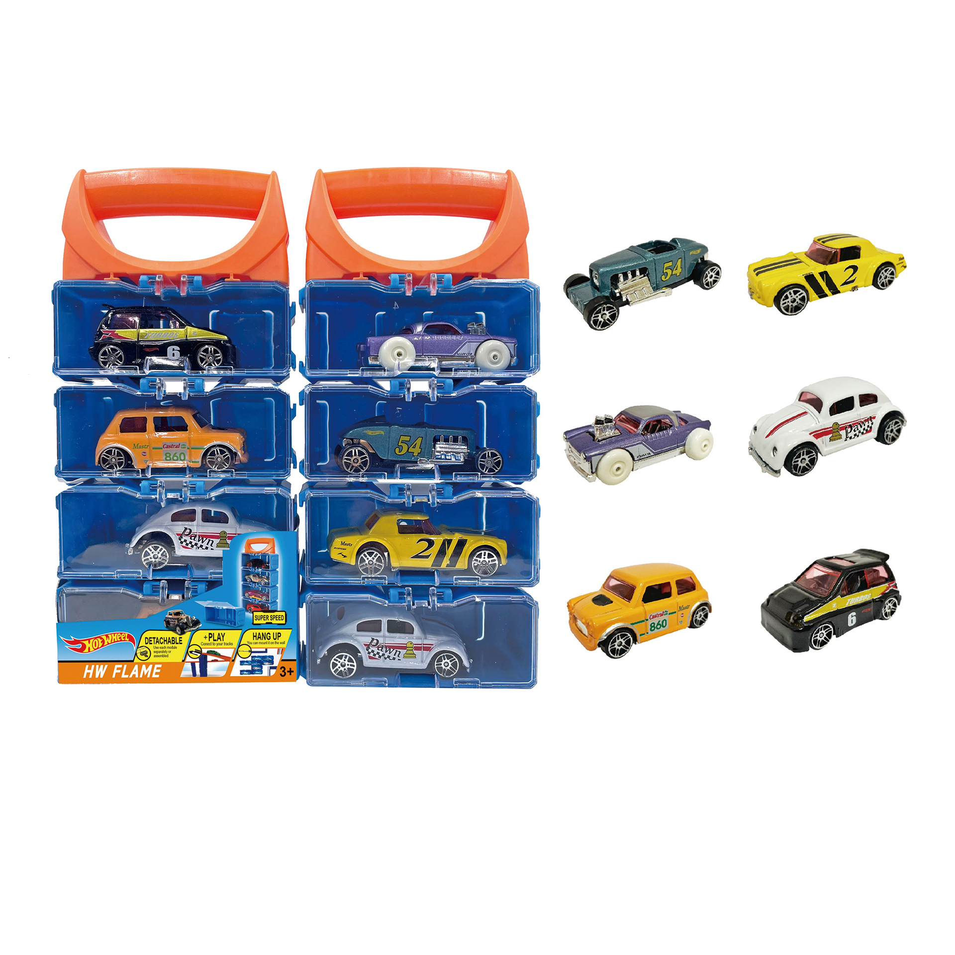 1：64合金车子 耐摔防摔玩具车 手提盒合金车仔套装 合金哈雷摩托