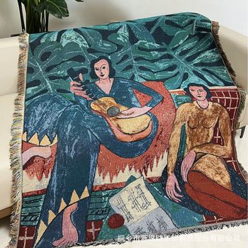 Oil Painting Art Decorative Line Blanket, Export Outdoor Leisure Blanket, Rv Tent Cover Blanket, Personalized Bed Blanket, Sofa Blanket