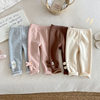 Girls' Super Cute Leggings 2025 New Winter Baby Stereo Ear Thickeneded Casual Pants Kidsren's Winter Pants