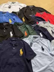 High-End Rl Ralph Lauren Polo Shirt with Embroidery, Breathable, Unisex Short-Sleeve, Large Horse Logo, Summer Limited Edition T-Shirt