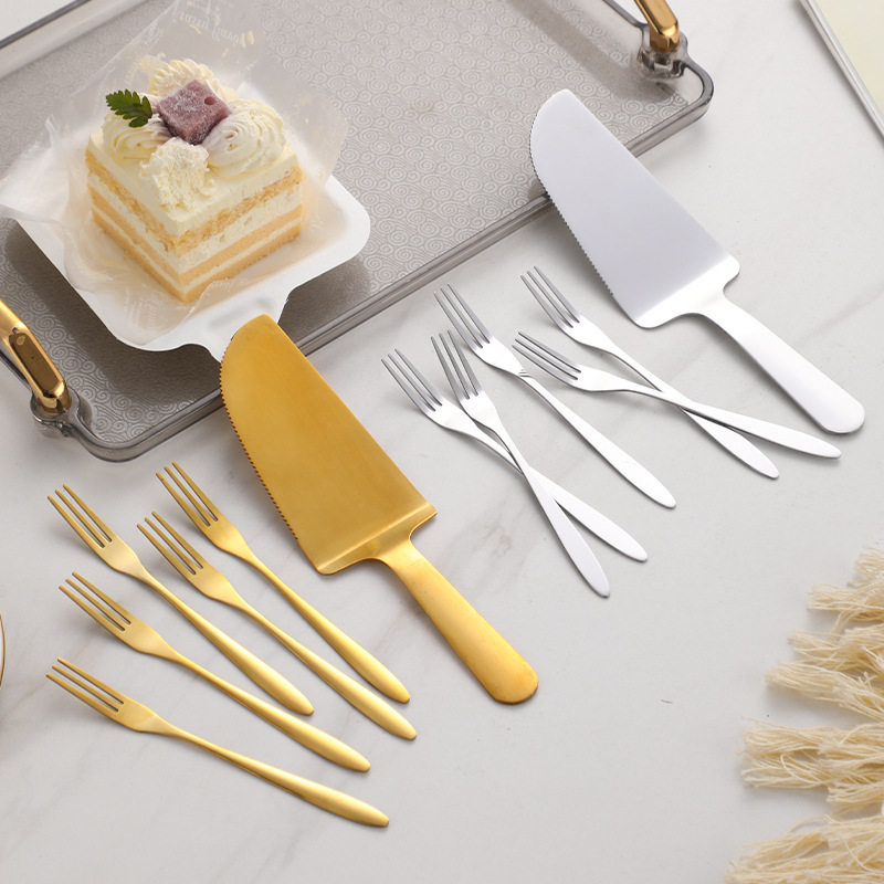 Stainless Steel Cake Cutlery Set Dessert Spoon Salad Fork Fruit Fork Baking Utensils Birthday Gift