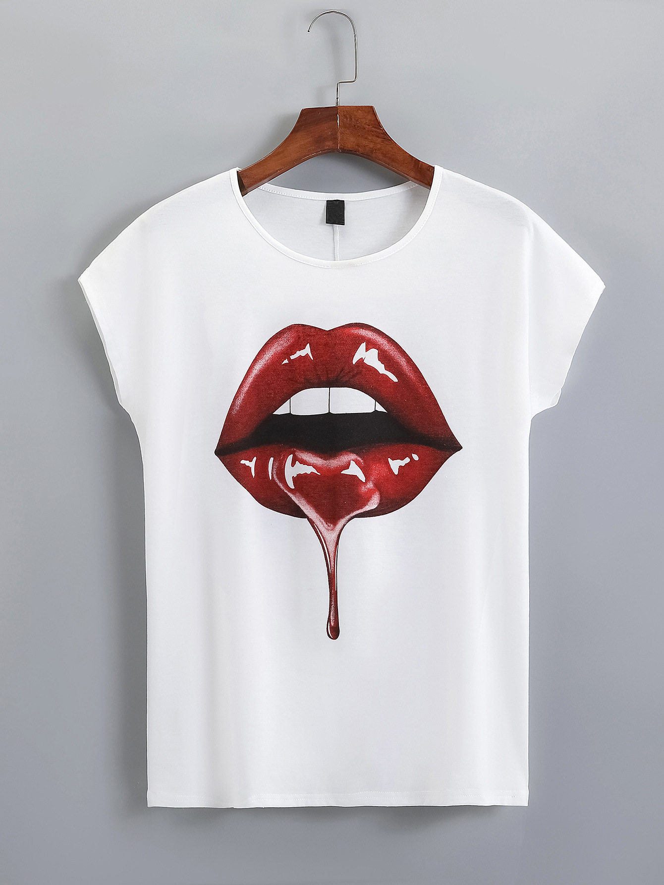 Casual Graphic T Shirt Sexy Lip Print Versatile Style Comfortable Fabric Perfect for Everyday Wear Ready to Ship