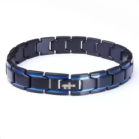 European and American Big Crocodile Titanium Steel Men's Bracelet Cross-Border Fashion Black Gold Stainless Steel Curved Bracelet with Logo