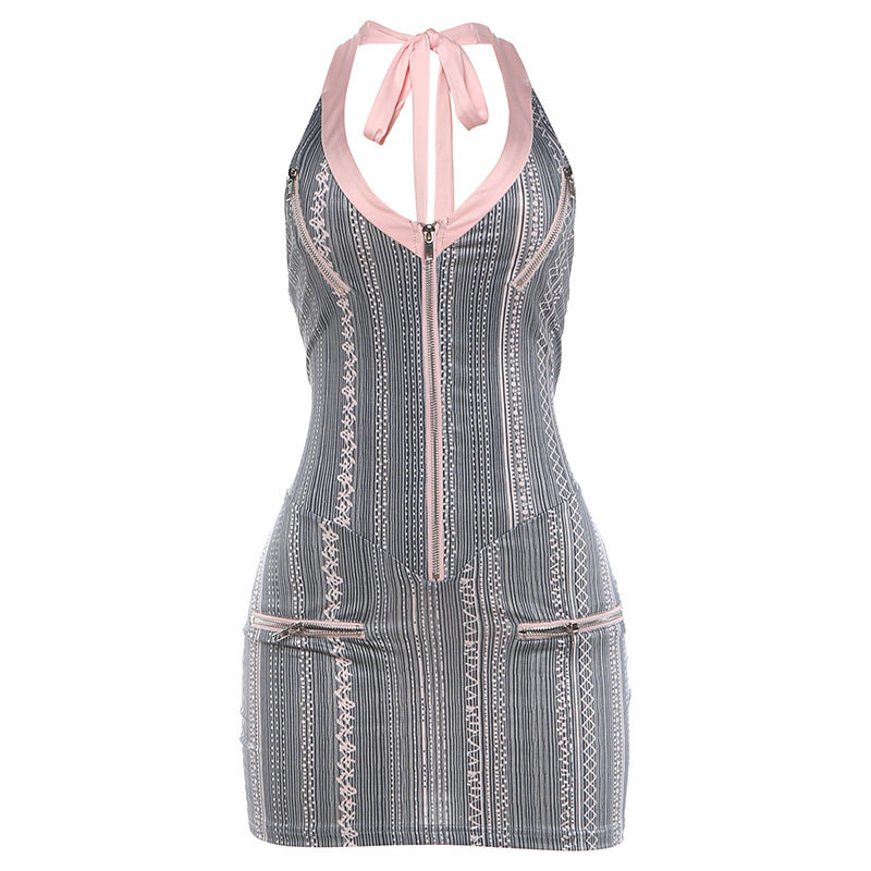 Summer Womens Backless Halter Dress Sexy Design Trendy Zipper Stylish Fit Perfect for Parties and Night Out